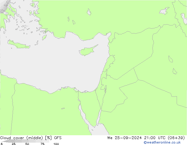 nuvens (médio) GFS Qua 25.09.2024 21 UTC