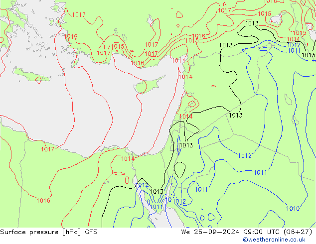 приземное давление GFS ср 25.09.2024 09 UTC