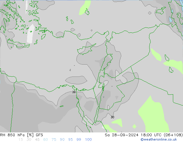 RH 850 hPa GFS Sa 28.09.2024 18 UTC