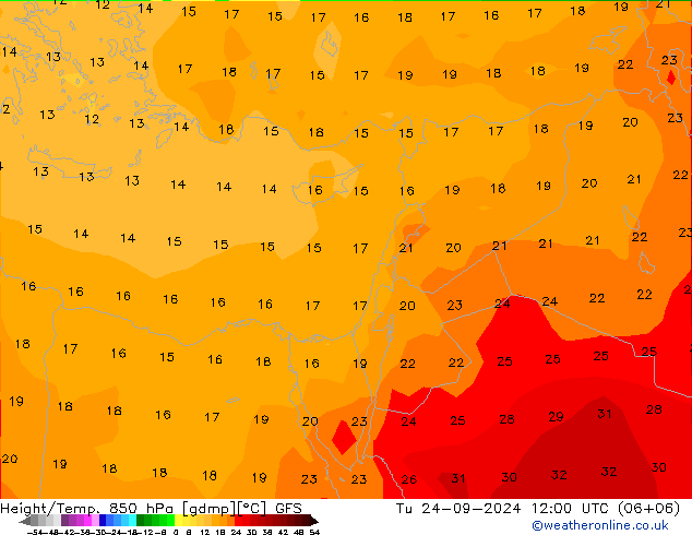 Height/Temp. 850 hPa GFS  2024