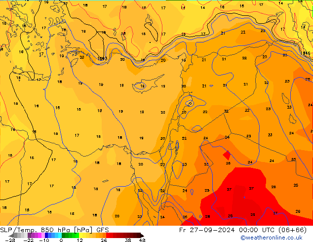 SLP/Temp. 850 hPa GFS Pá 27.09.2024 00 UTC