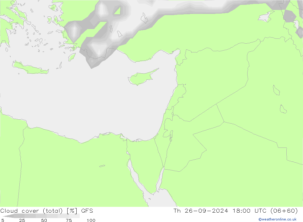 Nubes (total) GFS jue 26.09.2024 18 UTC