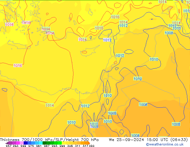 Thck 700-1000 hPa GFS  25.09.2024 15 UTC