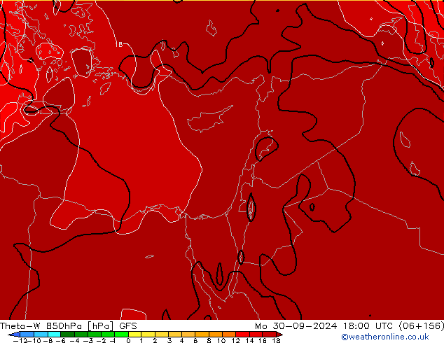 Theta-W 850hPa GFS lun 30.09.2024 18 UTC