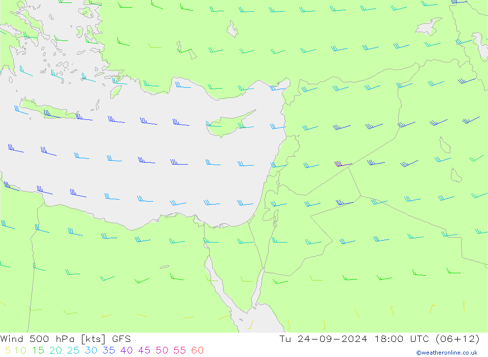 Wind 500 hPa GFS Tu 24.09.2024 18 UTC