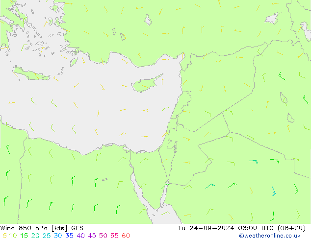 Rüzgar 850 hPa GFS Sa 24.09.2024 06 UTC