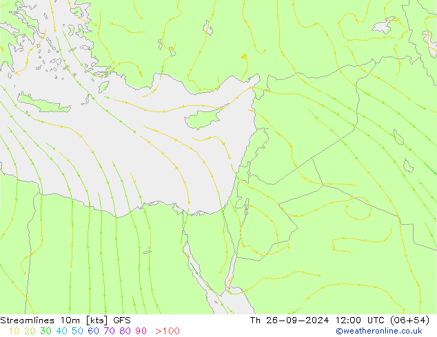 Streamlines 10m GFS Th 26.09.2024 12 UTC