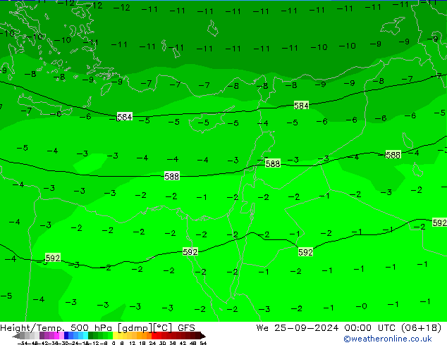 Z500/Rain (+SLP)/Z850 GFS St 25.09.2024 00 UTC