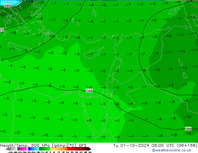 Z500/Rain (+SLP)/Z850 GFS mar 01.10.2024 06 UTC