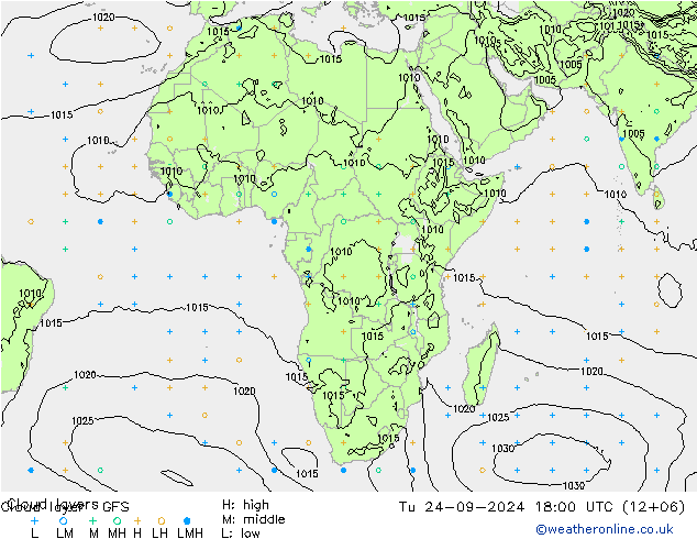 Cloud layer GFS Tu 24.09.2024 18 UTC