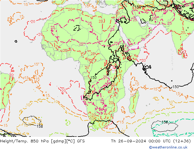 Height/Temp. 850 hPa GFS Th 26.09.2024 00 UTC