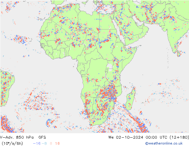 V-Adv. 850 hPa GFS wo 02.10.2024 00 UTC