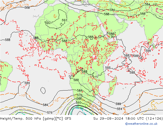 Z500/Rain (+SLP)/Z850 GFS dom 29.09.2024 18 UTC