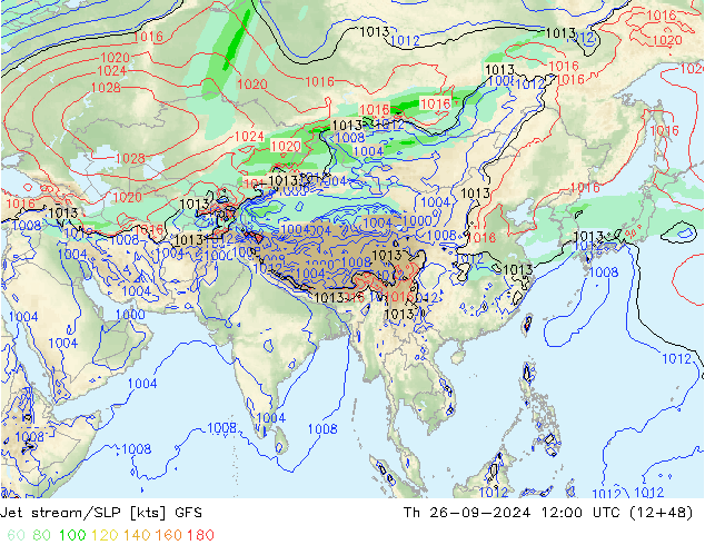 Jet stream/SLP GFS Čt 26.09.2024 12 UTC