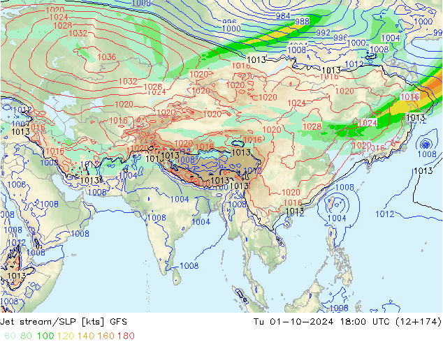 Straalstroom/SLP GFS di 01.10.2024 18 UTC