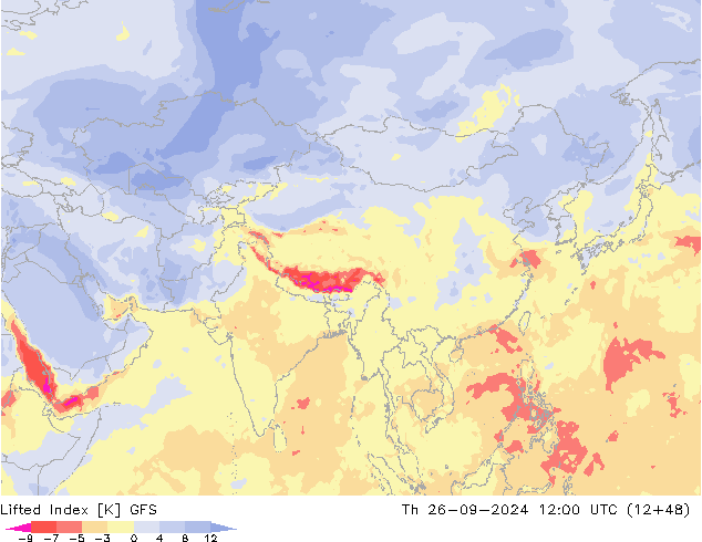 Lifted Index GFS do 26.09.2024 12 UTC