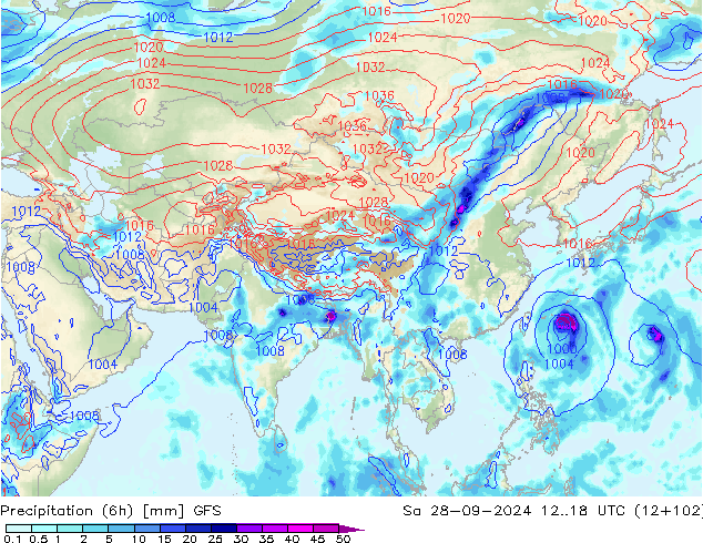 Z500/Rain (+SLP)/Z850 GFS Sa 28.09.2024 18 UTC