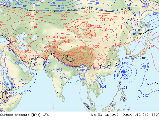 Surface pressure GFS Mo 30.09.2024 00 UTC