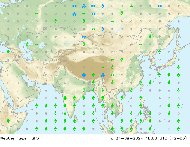 Weather type GFS Út 24.09.2024 18 UTC