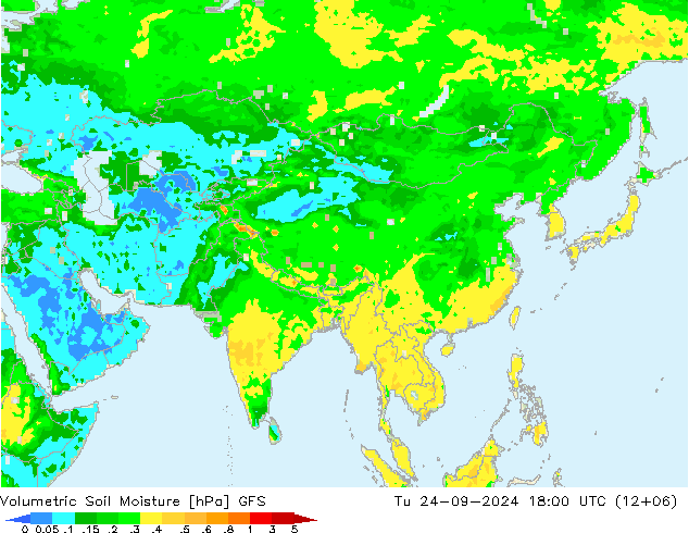 Volumetric Soil Moisture GFS вт 24.09.2024 18 UTC