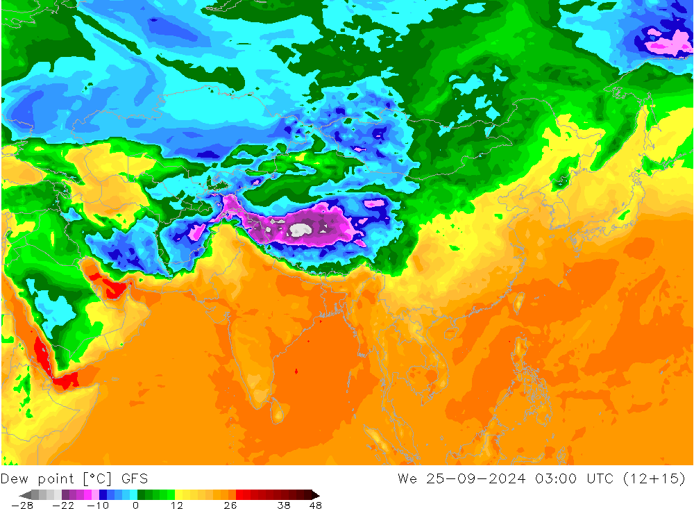 Dauwpunt GFS wo 25.09.2024 03 UTC