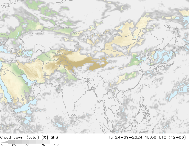 Wolken (gesamt) GFS Di 24.09.2024 18 UTC