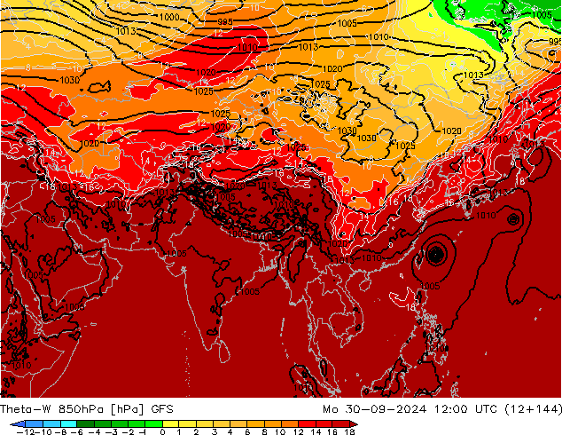 Theta-W 850hPa GFS Mo 30.09.2024 12 UTC