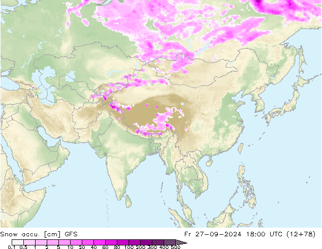 Snow accu. GFS Fr 27.09.2024 18 UTC