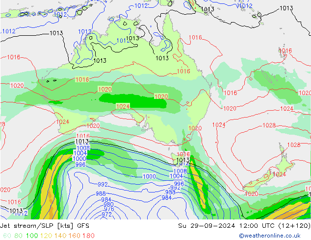 Jet stream/SLP GFS Su 29.09.2024 12 UTC