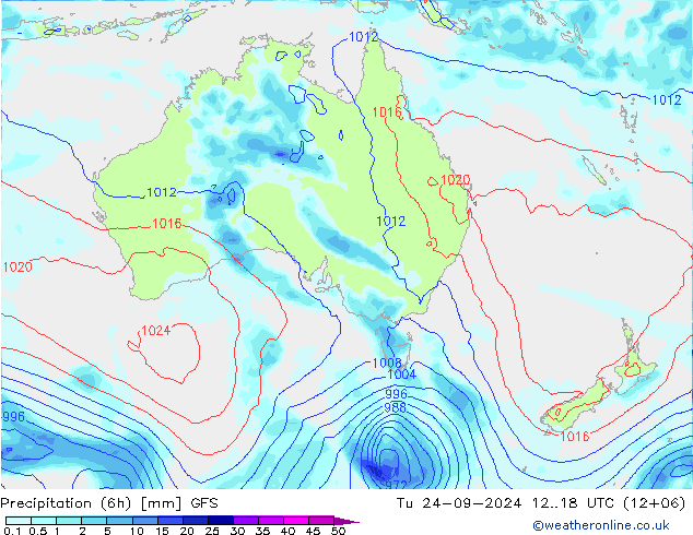 Z500/Rain (+SLP)/Z850 GFS  24.09.2024 18 UTC