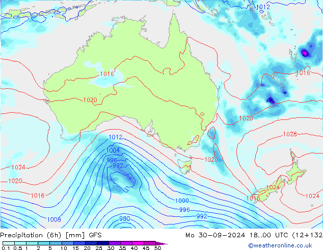 Z500/Rain (+SLP)/Z850 GFS pon. 30.09.2024 00 UTC