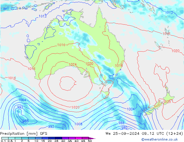 осадки GFS ср 25.09.2024 12 UTC