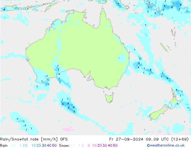 Regen/Schneefallrate GFS Fr 27.09.2024 09 UTC