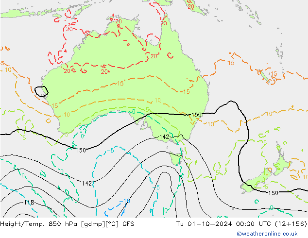 Z500/Rain (+SLP)/Z850 GFS Tu 01.10.2024 00 UTC