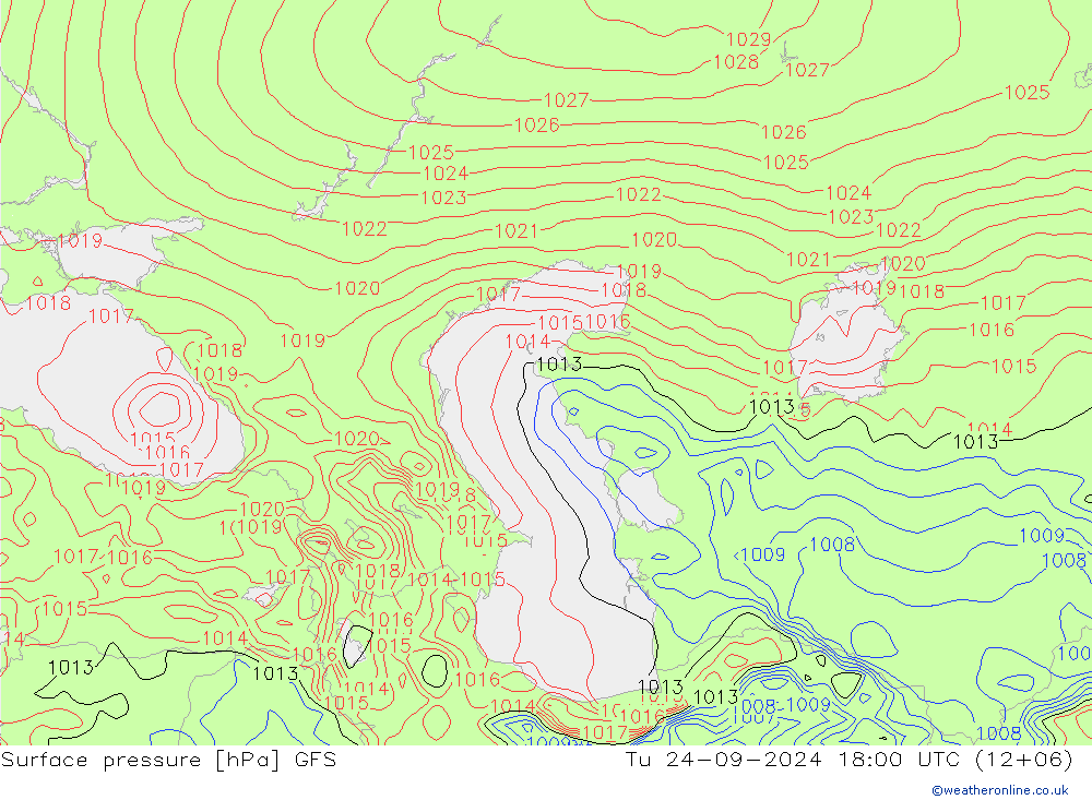 Surface pressure GFS Tu 24.09.2024 18 UTC