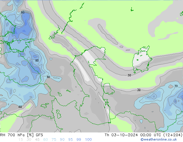 RH 700 hPa GFS  03.10.2024 00 UTC