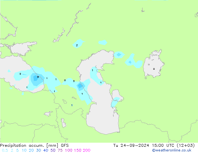 Totale neerslag GFS di 24.09.2024 15 UTC