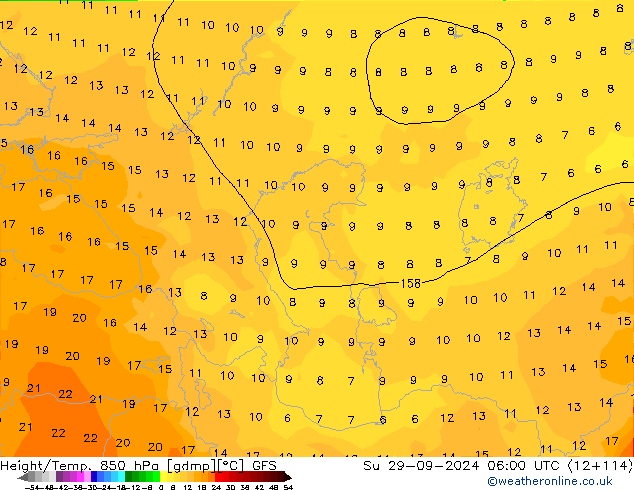 Z500/Rain (+SLP)/Z850 GFS dim 29.09.2024 06 UTC