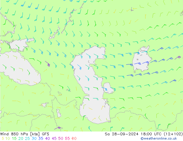 Wind 850 hPa GFS Sa 28.09.2024 18 UTC