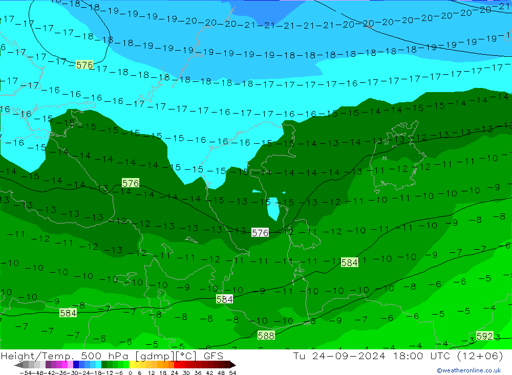 Z500/Rain (+SLP)/Z850 GFS Ter 24.09.2024 18 UTC