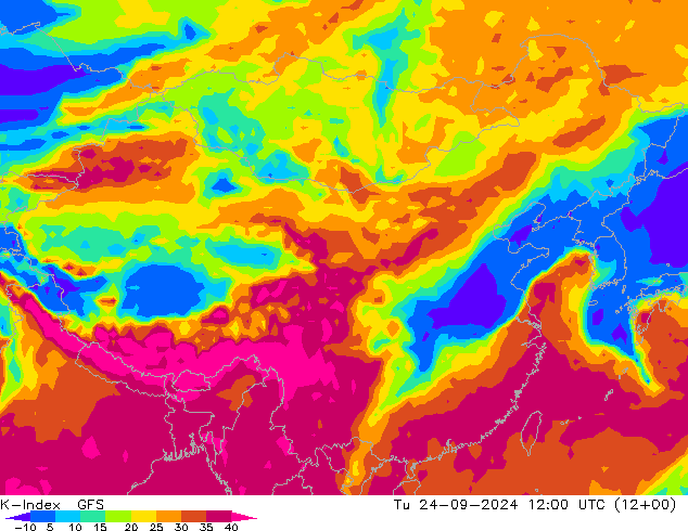 K-Index GFS Út 24.09.2024 12 UTC