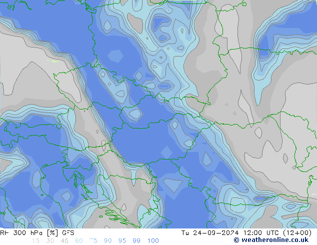 RH 300 hPa GFS Di 24.09.2024 12 UTC