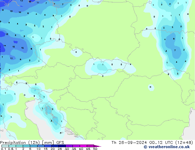 Nied. akkumuliert (12Std) GFS Do 26.09.2024 12 UTC