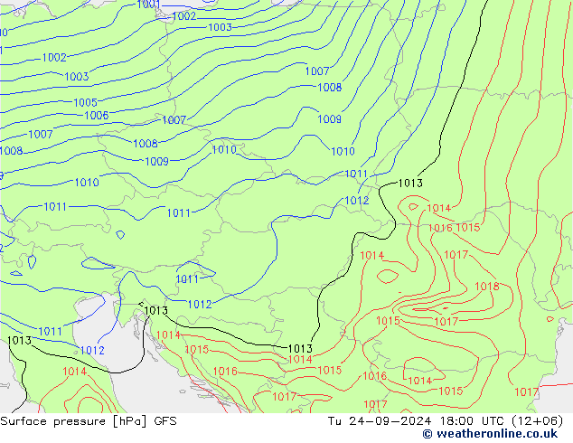 Yer basıncı GFS Sa 24.09.2024 18 UTC