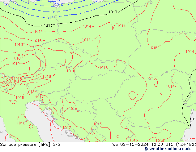 Luchtdruk (Grond) GFS wo 02.10.2024 12 UTC