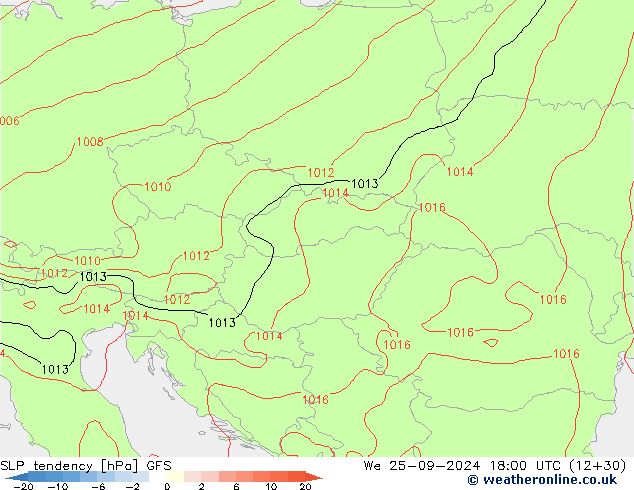 SLP tendency GFS We 25.09.2024 18 UTC