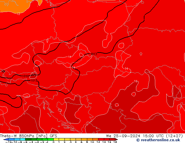 Theta-W 850hPa GFS We 25.09.2024 15 UTC