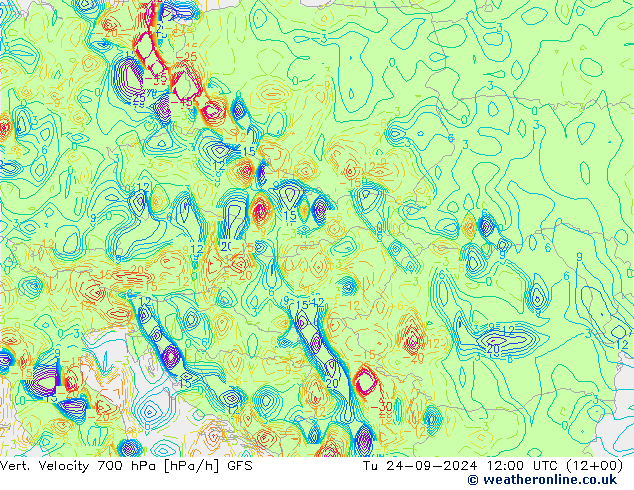 Vert. Velocity 700 hPa GFS Tu 24.09.2024 12 UTC