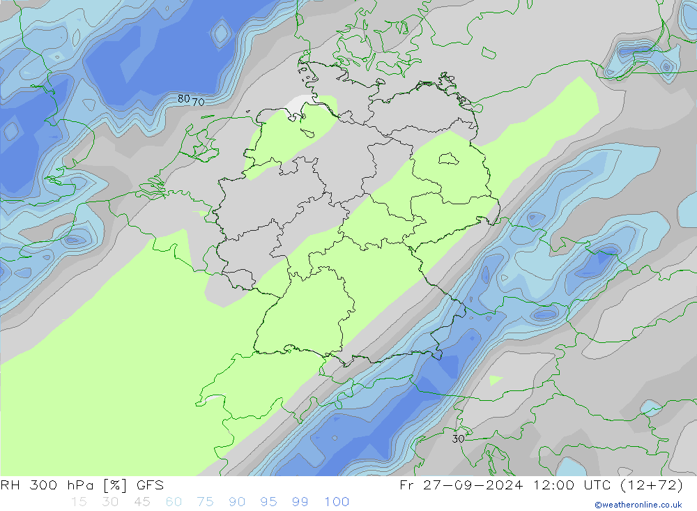 RH 300 hPa GFS Fr 27.09.2024 12 UTC