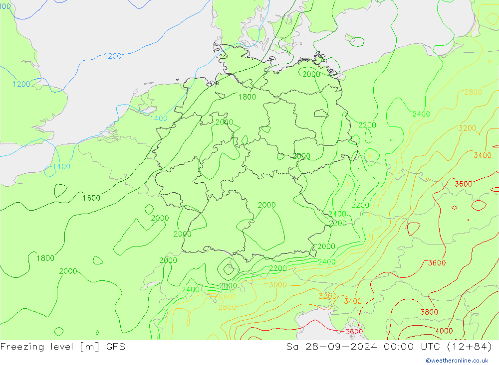 Freezing level GFS Sa 28.09.2024 00 UTC